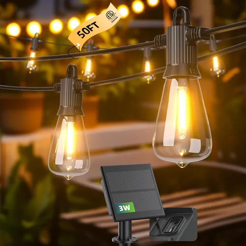 Vista 18 de Kawaya Guirnalda de luces para patio al aire libre: luz LED de 25 pies para patio exterior con 12 bombillas vintage inastillables - 2700 K regulable