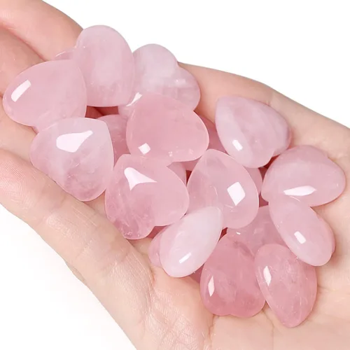 Vista 24 de QINJIEJIE 10 piezas de cristales de corazón gruesos, cristales y piedras curativas, regalos a granel de cristales para mujeres, Piedra