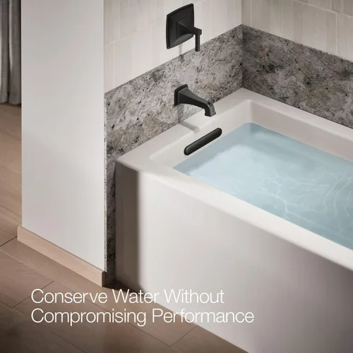 Vista 9 de KOHLER 27406-BL Riff - Boquilla de baño para montaje en pared con desviador y conexión deslizante, grifo de bañera, color negro mate