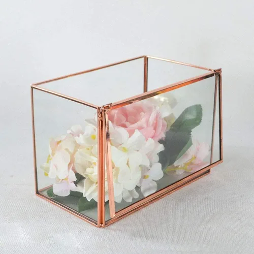 Vista 4 de erddcbb Caja rectangular para joyas en el pecho de cristal, estilo europeo, joyería a la moda, caja de baratijas