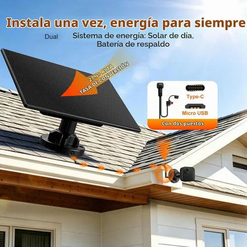 Vista 2 de 4 paneles solares para cámara Blink, energía solar + batería integrada de Negro