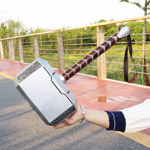 Vista 2 de Uyebros Odinsons Weapon Mjolnir Replica de martillo a escala 11 Accesorios para cosplay martillo 11