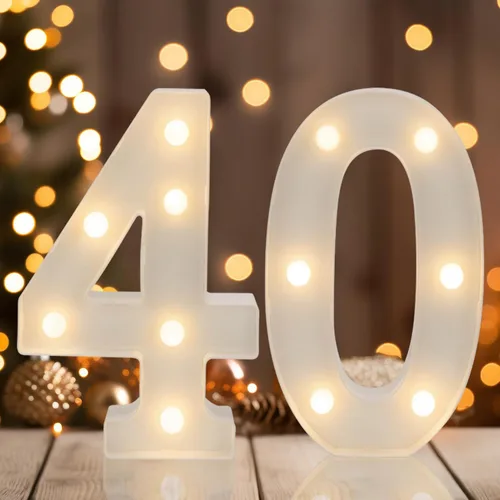 Vista 15 de Números Decorativos con Luces LED, Decoraciones de Cumpleaños número 13, Luces de Números LED Blanco Cálido, Letrero de Número de Marquesina