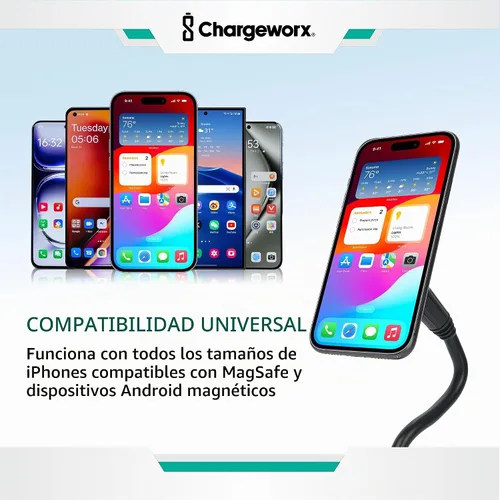 Vista 5 de Soporte magnético para teléfono de automóvil para iPhone MagSafe y Android