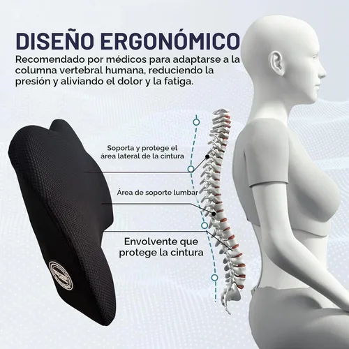 Vista 5 de SPRFUFLY Realmente Increíble Almohada de Soporte Lumbar para Asiento de Automóvil - Espuma Viscoelástica Pura con Funda Extraíble Transpirable Negro