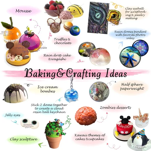 Vista 3 de Funshowcase Mini Semi Esfera Medio Ronda Silicona Molde Galleta Chocolate Teacake Fondant Candy Icing Tray