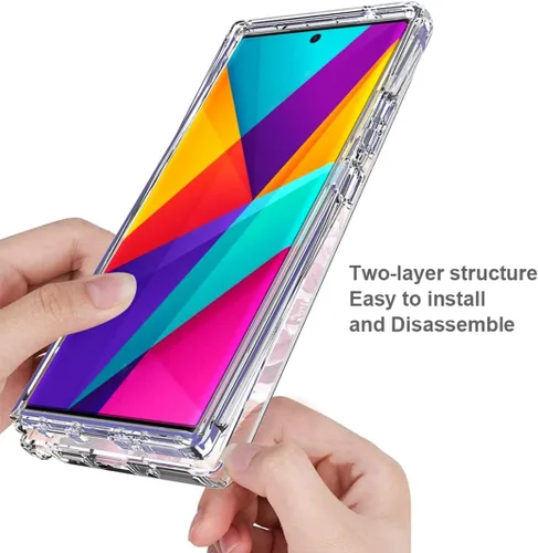 Vista 4 de Funda para Galaxy Note 20 Ultra 5G N986U con protector de pantalla de vidrio templado, funda protectora de cuerpo completo con patrón floral