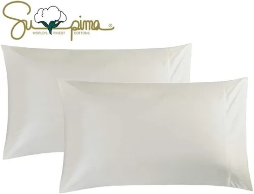 Vista 15 de Juego de 2 fundas de almohada 100 % algodón Supima de 600 hilos tamaño Queen, fundas de almohada de hotel de lujo, tejido de satén suave y sedoso