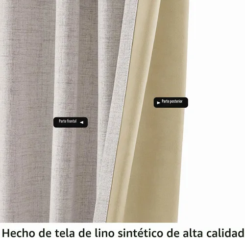 Vista 6 de MIULEE Cortinas de lino 100% opacas para dormitorio, marfil sólido, decoración de lujo, aislamiento térmico, cortinas oscurecedoras para sala