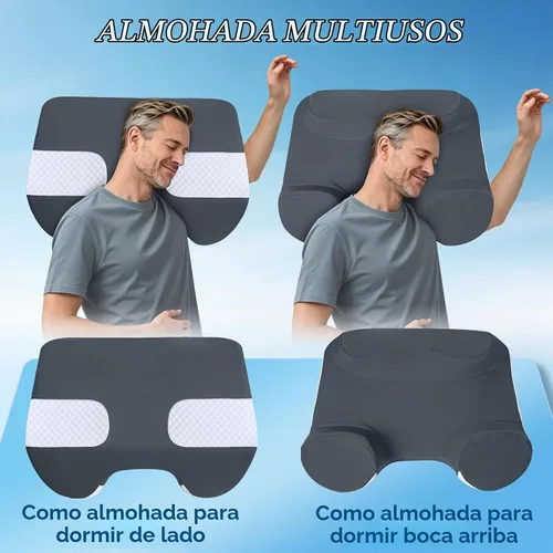 Vista 5 de Almohada para dormir lateral con orificios para los brazos, sistema de Gris
