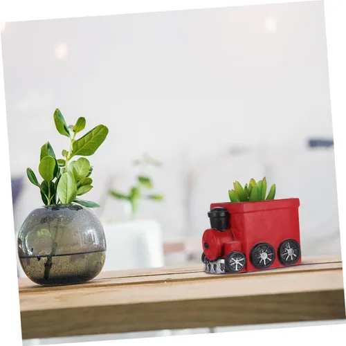 Vista 7 de Yardwe Maceta de escritorio de estilo minimalista, maceta de cactus para oficina, cocina, patio Rojo