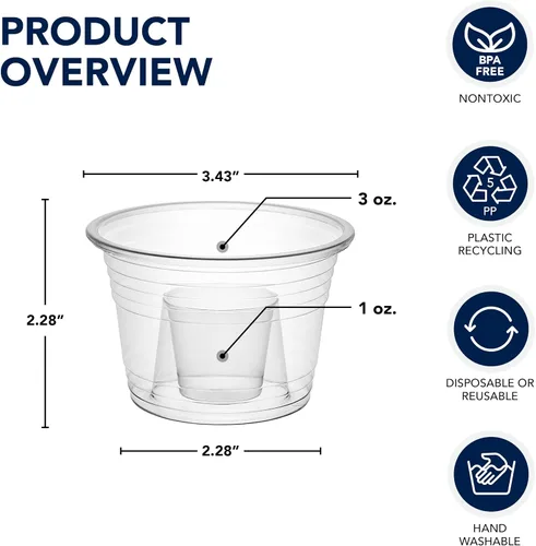 Vista 2 de Party Essentials Jager Blaster - Vasos de plástico suave, 3 onzas, 100 unidades, transparentes