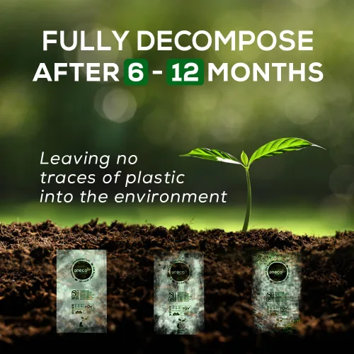 Vista 5 de ANECO Bolsas de basura 100% compostables para el hogar (bolsas de basura de 1.6 galones, 50 unidades), pequeñas bolsas de compost de cocina