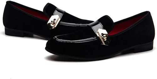 Vista 12 de JITAI Zapatos Penny de cuero con puntera de mocasín para hombre Negro/01