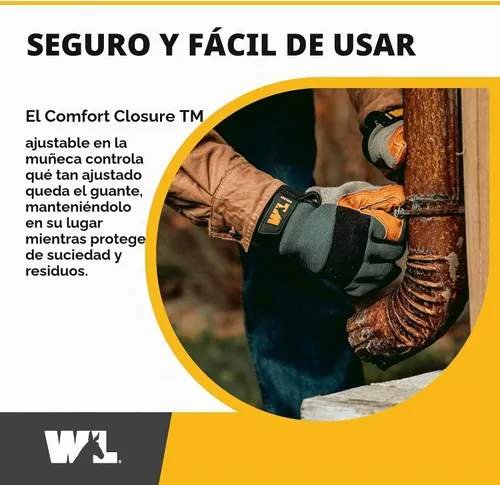 Vista 4 de Wells Lamont Guantes de trabajo híbridos de piel de cerdo para hombre