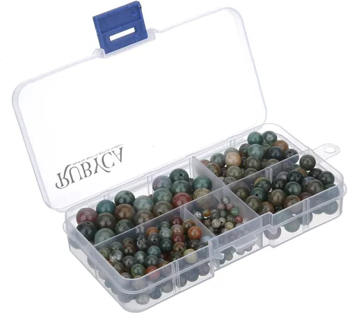 Vista 27 de RUBYCA Natural negro lava piedras preciosas redondas sueltas cuentas organizador caja de plástico fabricación de joyas mezcla tamaños
