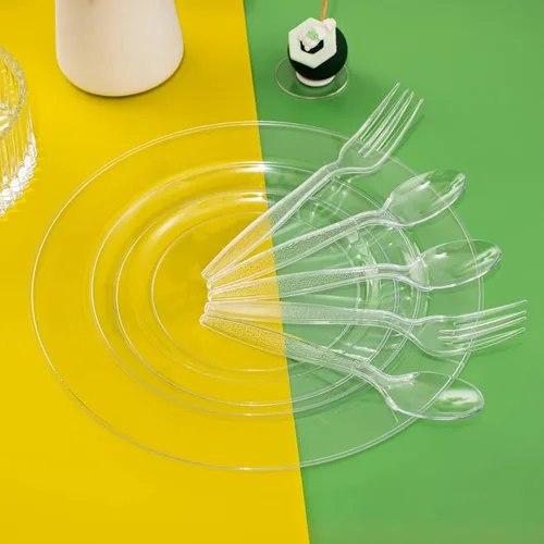 Vista 9 de Ciaell 500 tenedores de plástico transparente – Tenedores de plástico resistentes – Tenedor desechable pesado de 7 pulgadas – Tenedor transparente