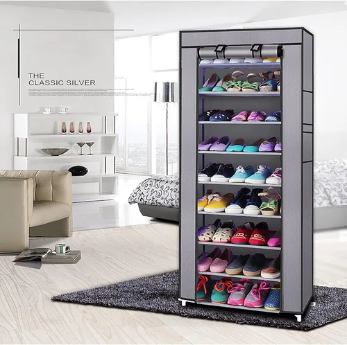 Vista 3 de BELANITAS Zapatero de 10 niveles y 9 celosías para entrada, organizador de zapatos con cubierta antipolvo no tejida, estante para zapatos