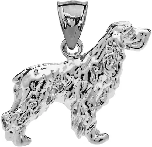Vista 2 de Collar con colgante de plata de ley maciza con diseño de Cocker Spaniel