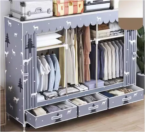 Vista 11 de Armarios grandes Armario portátil con cajón Armarios para dormitorio colgante de metal hierro ropa armario ahorra espacio armario ahorro de espacio