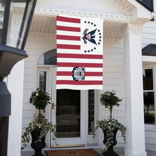 Vista 9 de Ensign of the United States Coast Guard (1915-1953) Bandera de 3 x 5 pies, poliéster duradero de doble cara, divertida pancarta decorativa