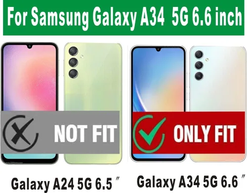 Vista 2 de Funda compatible con Samsung Galaxy A34 5G, TPU flexible, color negro Samsung Galaxy A34 5G Case,with Screen Protector Shock-Absorption Flexible