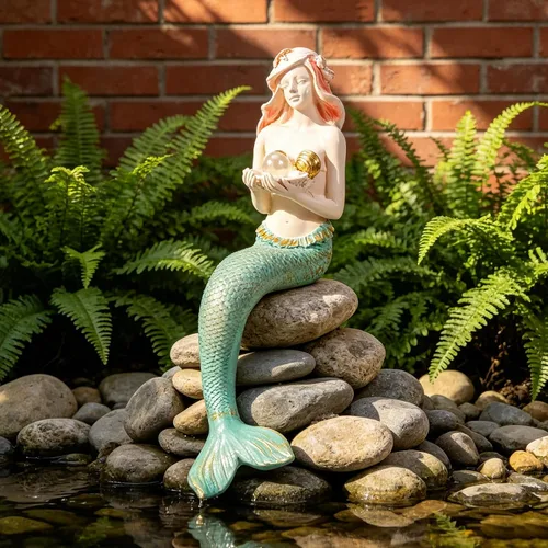 Vista 4 de Teaeeno Decoraciones únicas de pecera de sirena, decoración de acuario de Rosa