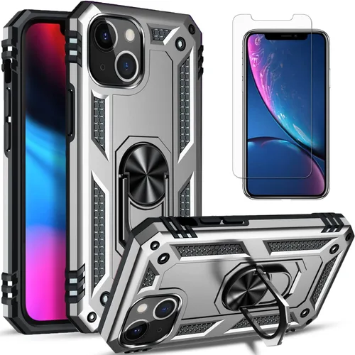 Vista 13 de STARSHOP Funda compatible con iPhone 13 Mini, con protector de pantalla de vidrio templado incluido, protección contra caídas de grado militar a