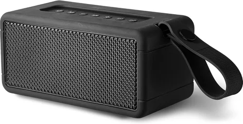 Vista 10 de AT&T Essentials - Altavoz Bluetooth retro de 15 W, IPX6 impermeable, Bluetooth 5.3, modos de luz LED, control de graves y agudos, batería de 12