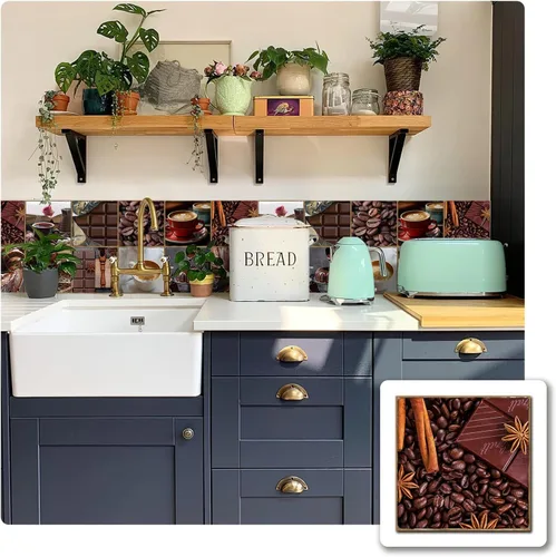 Vista 29 de Alwayspon Vinilo adhesivo efecto piedra, pegatinas para azulejos de pared autoadhesivas, protector antisalpicaduras para cocina y baño, T026