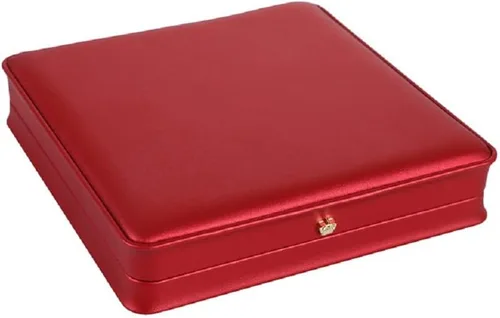 Vista 3 de Juego de joyas de boda Caja de cuero premium collar pendiente anillo expositor soporte de almacenamiento (rojo grande)