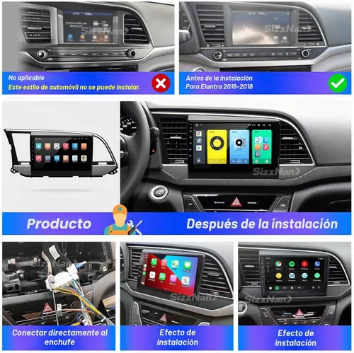 Vista 6 de para Elantra 2016 2017 2018 Radio estéreo inalámbrico Carplay Auto Upgrade Android 8-croe Head Unit DSP Navigation GPS WIFI Bluetooth 1280X720