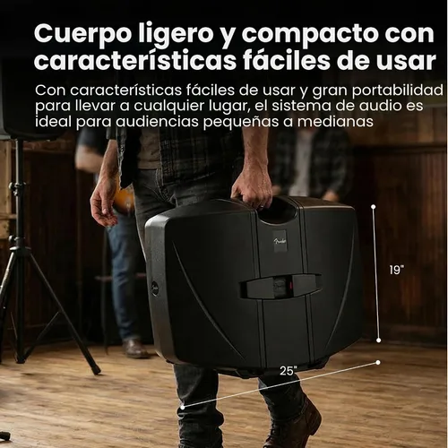 Vista 8 de Fender Paquete de sistema PA portátil Passport Conference S2 con kit de micrófono, soportes de altavoz compactos y cable de instrumento