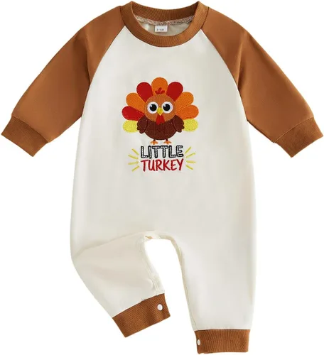 Vista 10 de BeQeuewll Ropa de Acción de Gracias para recién nacido, traje de pavo para el primer día de Acción de Gracias Negro