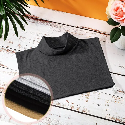 Vista 7 de Tarpop 8 piezas de cuello alto falso de cuello alto falso desmontable falso mitad superior falso cuello de blusa cuello para mujeres, hombres