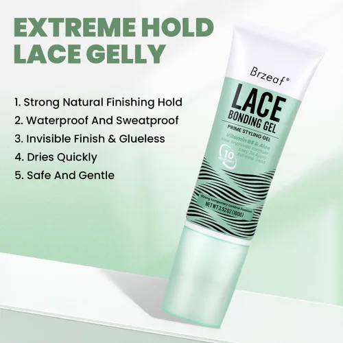 Vista 8 de Brzeaf Gel de unión de encaje (3.53 oz), pegamento de encaje para pelucas, fórmula sin pegamento y agradable al tacto, pegamento de encaje