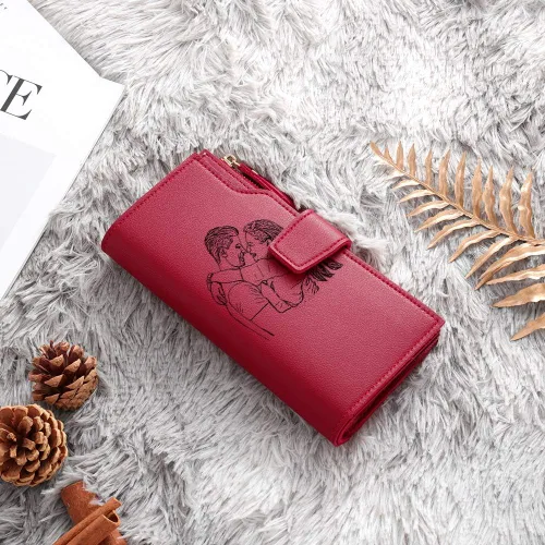 Vista 25 de Loveje - Billeteras personalizadas para mujer, de piel sintética, con grabadas fotográficas, triple pliegue, tarjeta de crédito, cartera larga