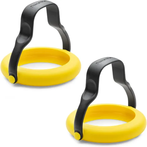 Vista 8 de Dreamfarm Flegg Anillos de Silicona Flexibles 3 en 1 para Huevos, Volteadores y Servidores Seguros en Antiadherente - Paquete de 2, Amarillo/Negro