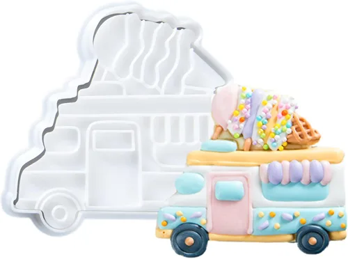 Vista 16 de Cortadores de galletas de helado con sello 3D PLA para decoración de pasteles de cocina, carrito, formas de paletas para niños, 3.5 pulgadas, sellos