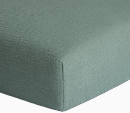 Vista 9 de Meracorallo Sábana bajera de muselina para cuna, 100% algodón, 28 x 52 pulgadas, suave y transpirable, para colchones estándar de cuna y niños