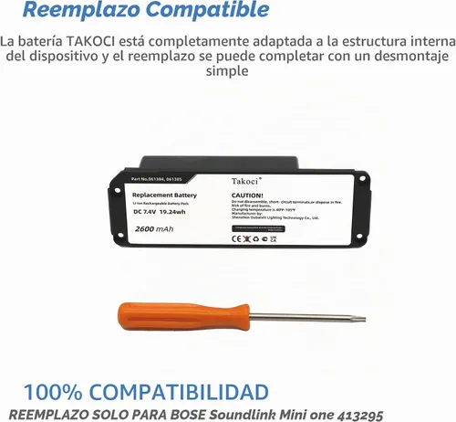 Vista 3 de Batería de repuesto para Bose Soundlink Mini one 413295 061384 061385 061386 061834 2600mAh