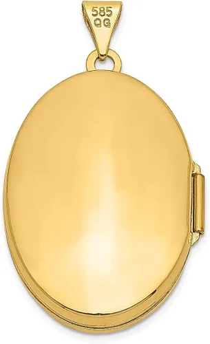 Vista 3 de Collar de cadena con dije ovalado de oro amarillo de 14 quilates con forma de pergamino para fotos y regalos para mujer