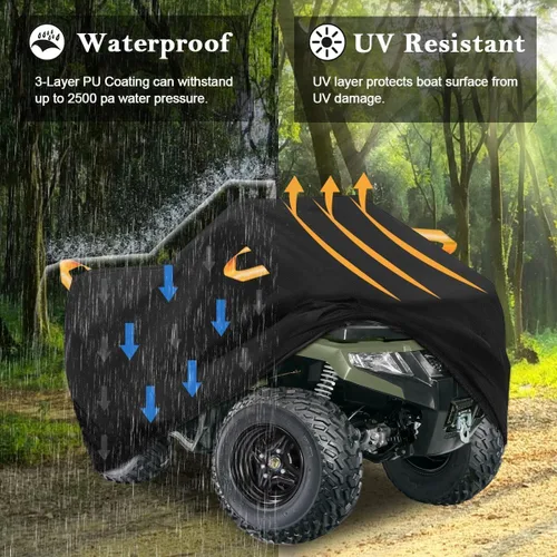 Vista 2 de Funda impermeable para ATV 210D 4 ruedas, para todo tipo de clima, para exteriores, para Polaris Kawasaki, Suzuki, Honda, XL