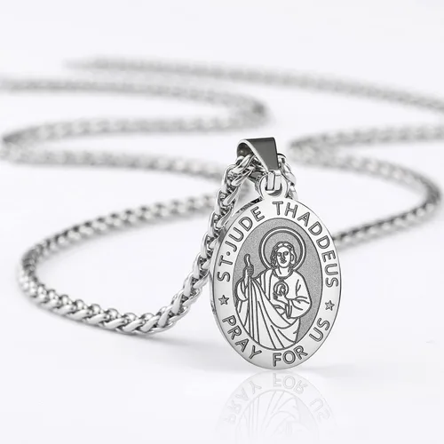 Vista 6 de RS Saint St MichaelChristopherJudeBenedictJosephAnthony Medal Necklace for Boys Men 24 In Religious gifts