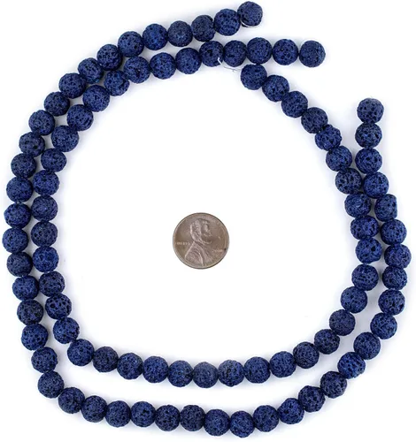 Vista 2 de TheBeadChest Cuentas de lava volcánica azul índigo (0.315 in)