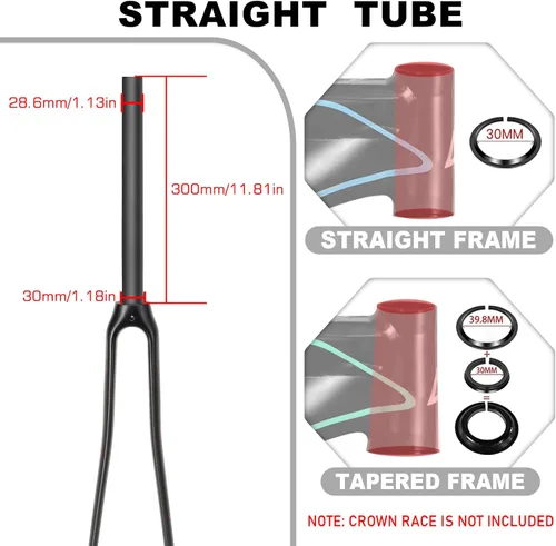Vista 5 de BUCKLOS 1.126 in 700C Full Carbon Fiber Road Bike Rigid Fork, C-Type Clamp Brake, 1-1/8 Tubo recto sin rosca Superlight 3K T800 Bicicleta Frente
