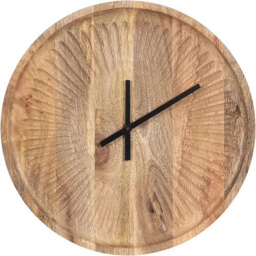 Vista 8 de Kate and Laurel Grear Modern - Reloj de pared redondo sin números, 17 pulgadas de diámetro, madera natural, reloj decorativo de madera tallada