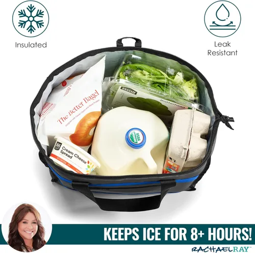 Vista 3 de Rachael Ray Chillout Soft Cooler Bag, Large Reusable Insulated Grocery Bag with Zippered Top, Travel Tote for Hot or Cold Food, Grocery Tote Bag