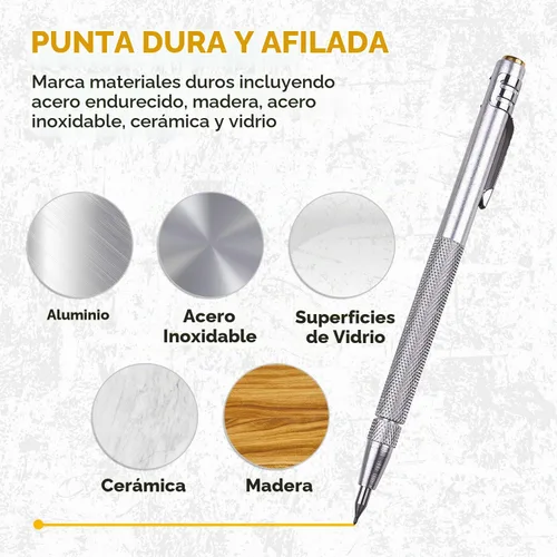 Vista 4 de SANDOR Paquete de 2 rotuladores de punta de carburo de tungsteno, bolígrafo de grabado de aluminio con punzón central automático de latón