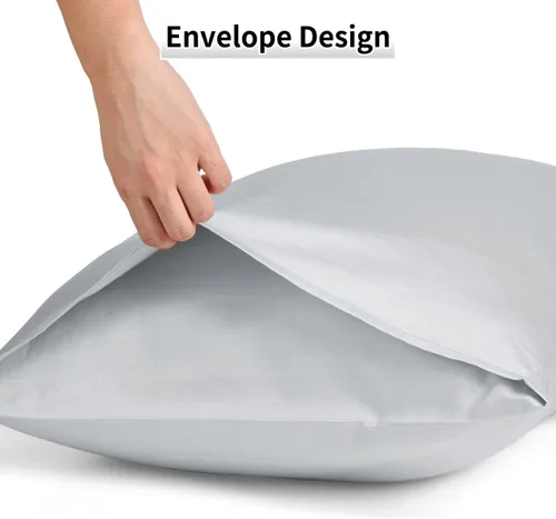 Vista 5 de Warmstar Juego de 2 fundas de almohada de algodón de tamaño estándar, fundas de almohada de 600 hilos de 20 x 26 pulgadas, fundas de almohada de Gris